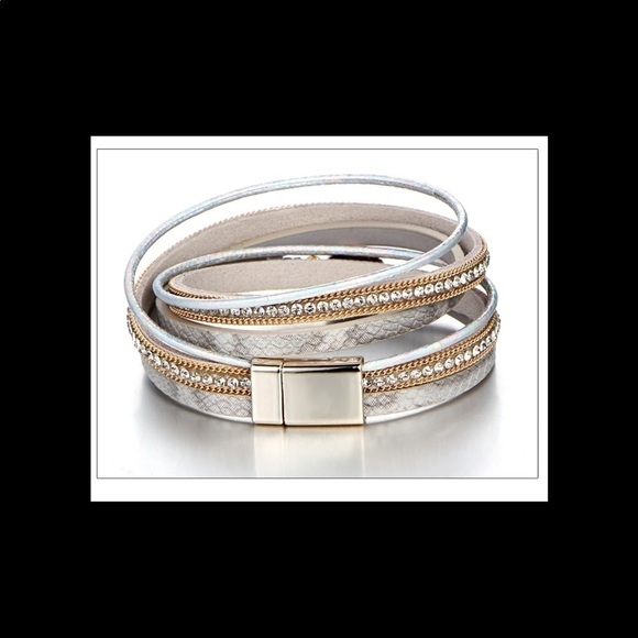 Boho Leather wrap bracelet l JEWELRY-AMETHYST STONE LEATHER Magnet BRACELET - Picture 4 of 8